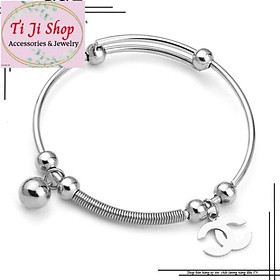 VÒNG TAY NỮ BI INOX CÁCH ĐIỆU GẮN PHỤ KIỆN - đẹp, không đen,