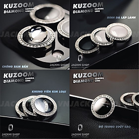 Bộ miếng dán kính cường lưc Kuzoom Camera Diamond đính đá cho iPhone 14 Pro/ 14 Pro Max - Hàng Nhập Khẩu