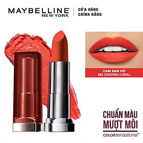Son Lì Siêu Nhẹ Môi Maybelline New York Color Sensational Creamy Mattes 4.2g - Màu 685 Cam San Hô Craving Coral