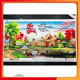 Tranh Đính Đá PHONG CẢNH GIA ĐÌNH. Kích Thước: 1m1 x 61cm (Tranh Chưa Đính)