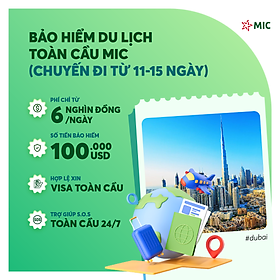 Bảo hiểm Du lịch toàn cầu MIC, chuyến đi 11 - 15 ngày, gói Thượng hạng