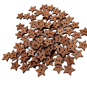 100pcs Vintage Star Shape Wood Buttons 2 Holes Sewing Scrapbooking Craft DIY