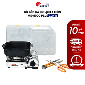 Bộ Bếp Ga Du Lịch Maxsun MS-8000 PLUS - Công Suất 2200W | Chảo Nướng, Kéo, Kẹp Gắp | Hàng Chính Hãng
