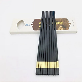 Hộp 10 đôi đũa KG22S kháng khuẩn họa tiết vàng, hợp kim cao cấp Hàn Quốc - Hàng chính hãng