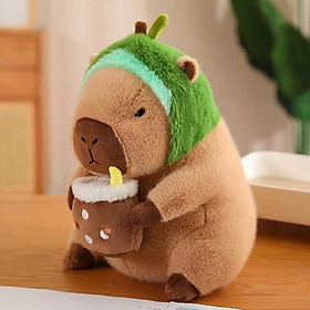 GẤU BÔNG CHUỘT LANG NƯỚC CAPYBARA ÔM TRÀ SỮA – THÚ NHỒI BÔNG COSPLAY SIÊU DỄ THƯƠNG | SIÊU MỊN 30CM