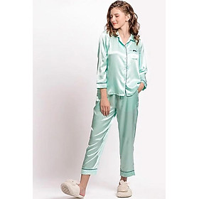 Đồ bộ mặc nhà nữ WANNABE BD35P đồ bộ quần dài áo tay ngắn pijama cổ điển viền gân sang chảnh sống mãi với thời gian