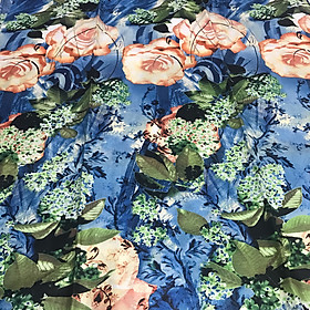 Vải thô boi lụa mỏng siêu mềm mát họa tiết hoa hồng 2 màu