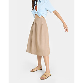 Chân váy midi nữ thời trang juno chữ a xoè xếp li jnvlu014