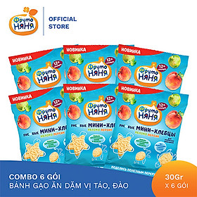 Combo 6 Gói Bánh gạo ăn dặm vị táo, đào Fruto Nyanya 30g