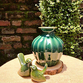 Lọ Hoa Cao Cấp - Men Hỏa Biến - Dáng Múi Khế - Gốm sứ Bát Tràng - Trang Trí Nội Thất