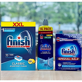 Combo viên rửa bát finish 77 viên + Muối finish 1.2kg + bóng finish 750ml dùng cho máy rửa bát