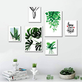 Mua SET 6 TRANH TREO TƯỜNG HIỆN ĐẠI KIM SA LÁ TROPICAL NHIỆT ĐỚI BINBIN THD89/ TẶNG KÈM ĐINH 3 CHÂN