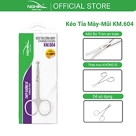 Kéo Cắt Tỉa Lông Mũi Đầu Tròn Kềm Nghĩa KM 604- Thép Không Gỉ Cao Cấp - Thiết Kế Nhỏ - Gọn - Nhẹ - An toàn