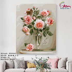 Mua Tranh sơn dầu số hóa tự vẽ Tranh lọ hoa hồng mã BH0096D