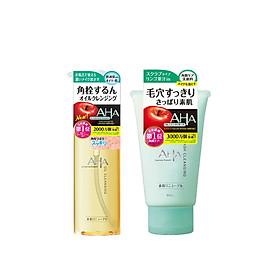 Combo dầu tẩy trang Cleansing Research Oil Cleansing Na 145ml và sữa rửa mặt aha từ trái cây Cleansing Research Wash Cleansing 120g