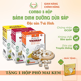 Combo 3 Bánh dinh dưỡng VICOSAP làm từ dừa sáp không chiên qua dầu ăn vặt healthy cho bé