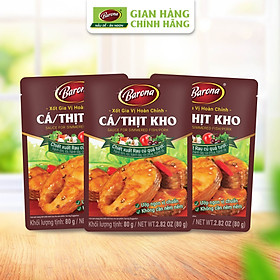 Combo 3 gói Xốt Gia vị hoàn chỉnh Barona - Cá/ thịt kho 80gr