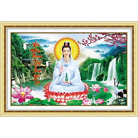 TRANH THÊU CHỮ THẬP 3D QUAN ÂM 59x40CM - TỰ THÊU