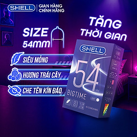 Bao cao su Shell Bigtime - Size 54mm, siêu mỏng, chống tuột, kéo dài thời gian - Hộp 10 cái | SHELL CHÍNH HÃNG