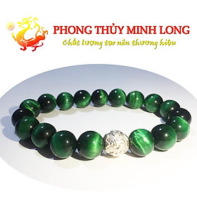 Mua Vòng tay đá Mắt Hổ Xanh Lá chất lượng 5A mix 1 hạt kim tiền Bạc hợp mệnh Mộc và Mệnh Hỏa