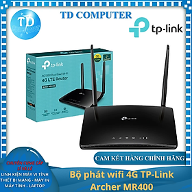 Bộ phát wifi 4G TP-Link Archer MR400 AC1200Mbps Chuẩn AC 2 Ăng-ten ngoài Sim 4G 35 User - Hàng chính hãng FPT phân phối