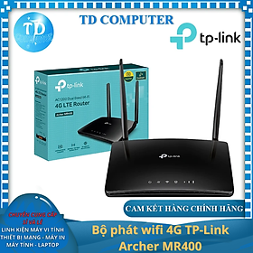 Hình ảnh Bộ phát wifi 4G TP-Link Archer MR400 (AC1200Mbps/ Chuẩn AC/ 2 Ăng-ten ngoài/ Sim 4G/ 35 User) - Hàng chính hãng FPT phân phối