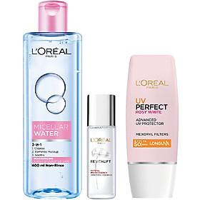 Bộ chống nắng dưỡng da thách thức nắng bụi trắng hồng tức thì L'Oréal Paris UV Perfect
