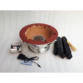 Mua combo 1 bếp nướng than hoa  có quạt gió tròn  tặng 1kg than không khói 30