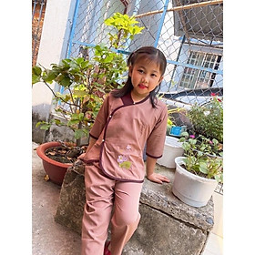 Đồ Lam Đi Chùa # Tim Viền Cho Bé Gái # Quần Áo Bé Gái # Đồ Bộ Bé