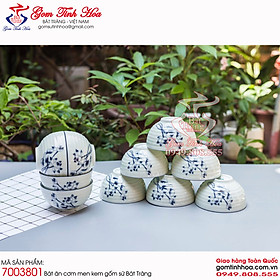 Set 10 chén bát ăn cơm gốm sứ Bát Tràng cao cấp men kem