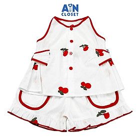 Bộ quần áo ngắn bé gái họa tiết Cherry Đỏ Thêu cotton - AICDBGVDLUQJ - AIN Closet