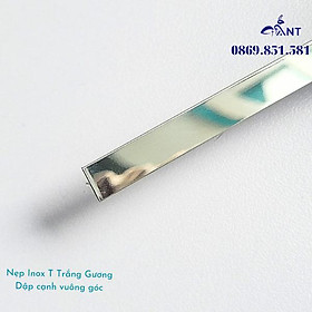 Nẹp T Inox 304 trắng gương, nẹp inox chữ T bào chấn vuông cạnh, dày 0.8li, thanh dài 2m44, dễ thi công - T8