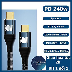 Mua Cáp sạc type-c PD 140w  240w dây nilon chắc chắn hỗ trợ PD 3.1 dài 1m/ 2m cho AIr/ Pro- Hồ Phạm
