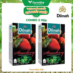 (Combo 2 Hộp) Trà Dilmah Strawberry Vị Dâu túi lọc 30g 20 túi x 1.5g - Tinh hoa trà Sri Lanka