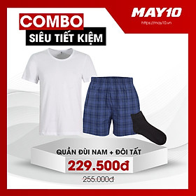 COMBO SIÊU TIẾT KIỆM ÁO LÓT CÓ TAY NAM MAY 10 + QUẦN ĐÙI + TẤT CỔ CAO NAM MAY 10 45K (GIAO MÀU NGẪU NHIÊN)