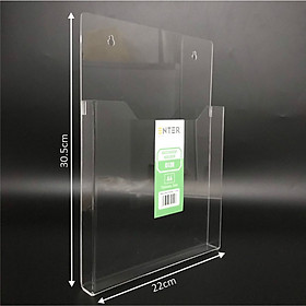 Kệ nhiều giấy treo tường mica Enter C12H 21x30cm A4 đứng, đáy 25mm, có hậu mica