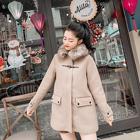 Áo khoác dạ mũ lông ivy 1 chốt sz sm hàng chuẩn mác