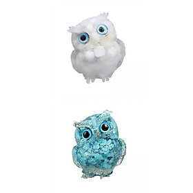 2x Crystal Owl Decoration Statue for Office Decor Housewarming Gift