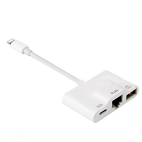 Adapter Lightning Ethernet cổng Lan RJ45 và Hub USB (kết nối bàn phím rời và OTG ) cho iPhone/ iPad - Hàng nhập khẩu