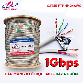 Mua Dây Mạng Liền Nguồn Golden Japan Cat5e FTP CCA 4P 24AWG Bọc Bạc Chống Nhiễu + Kèm 2 Sợi Dây Điện 2C - Hàng Chính Hãng