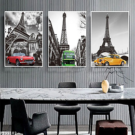 Tranh Thành Phố Paris Tháp Eiffel Đẹp - Bộ 3 Bức Canvas Phong Cảnh Đẹp