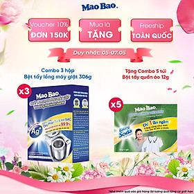 Combo 3 Hộp Bột Vệ Sinh Máy Giặt Mao Bao 306g - Loại Bỏ Cặn Bẩn, Khử Mùi Cho Máy Giặt Cửa Trên/Trước