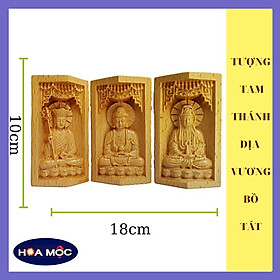 Tượng Tam Thánh Địa Tạng Vương Bồ Tát Bằng Gỗ Màu Vàng. Phật A di đà, Quan Âm, Tượng Làm Quà