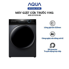 Mua  Freeship Toàn Quốc -  Bảo hành chính hãng 2 năm  Máy Giặt Cửa Trước Aqua 11kg AQD-D1103G.BK