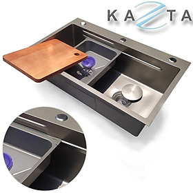 Mua Chậu rửa chén bát cao cấp KAZTA KZ-C7546NX nano kháng khuẩn kèm khay inox và thớt tiện dụng