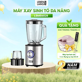 Máy xay sinh tố LEBENLANG gồm 2 cối xay tích hợp bình chứa dung tích 1,5l, công suất 800W, model LBMB6028 - hàng chính hãng