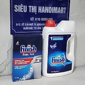 Combo Bột rửa bát Finish 2,5kg và muối làm mềm nước Finish 1.5kg nhập khẩu EU