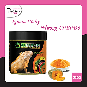 Thức ăn bò sát Iguana Trưởng Thành nhãn GREENABC vị bí đỏ dùng cho Iguana từ 1m trở lên – Gai bung, gù cao, dáng đẹp, lên màu tươi - Hộp 230g