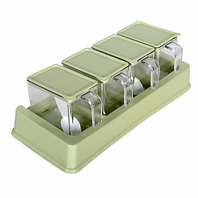 Mua Bộ 4 lọ gia vị nhựa có nắp đậy tặng kèm muỗng tiện dụng bền đẹp cao cấp