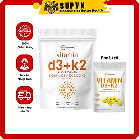 Micro Ingredients Vitamin D3+K2 MK7 (300 viên) - Hỗ Trợ Xương Chắc Khỏe, Giảm Mệt Mỏi Căng Thẳng Khi Tập Luyện